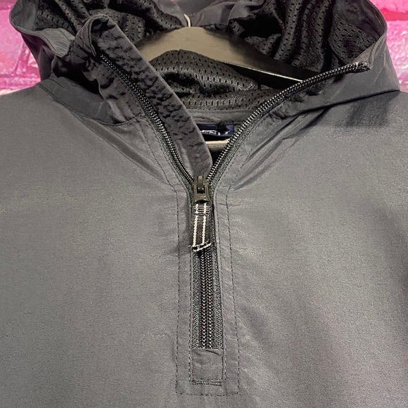 Lands’ End XL Black Half-Zip Hooded Windbreaker Jacket Men’s Outdoor Nylon Mesh - Picture 4 of 10